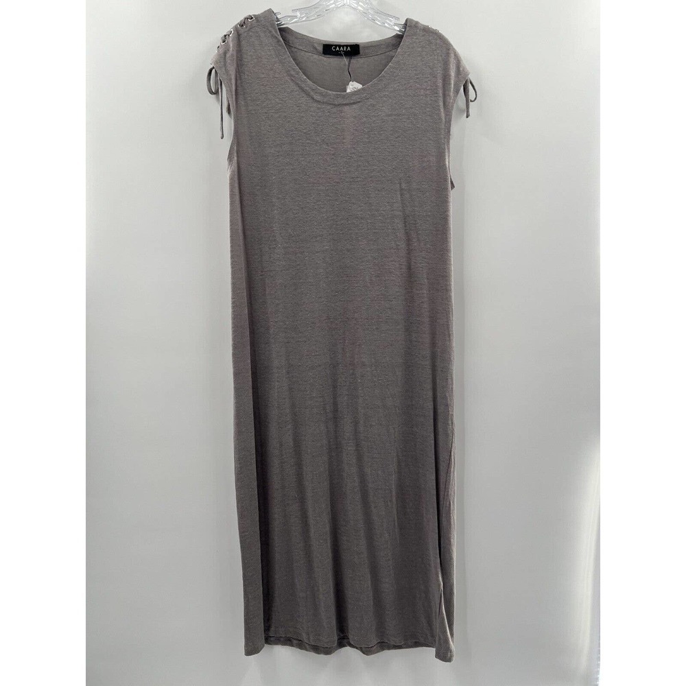CAARA Women’s Sleeveless Lace Shoulder Cotton Sheath Gray Size Large NWT​